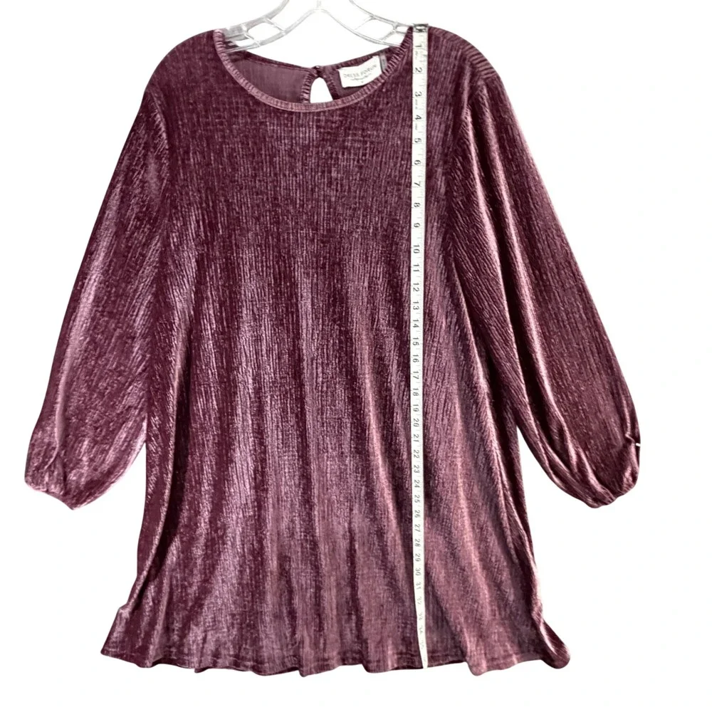 Dress Forum Velvet Tunic Dress Womens M Plum Plisse Style Crinkled Romantic Goth